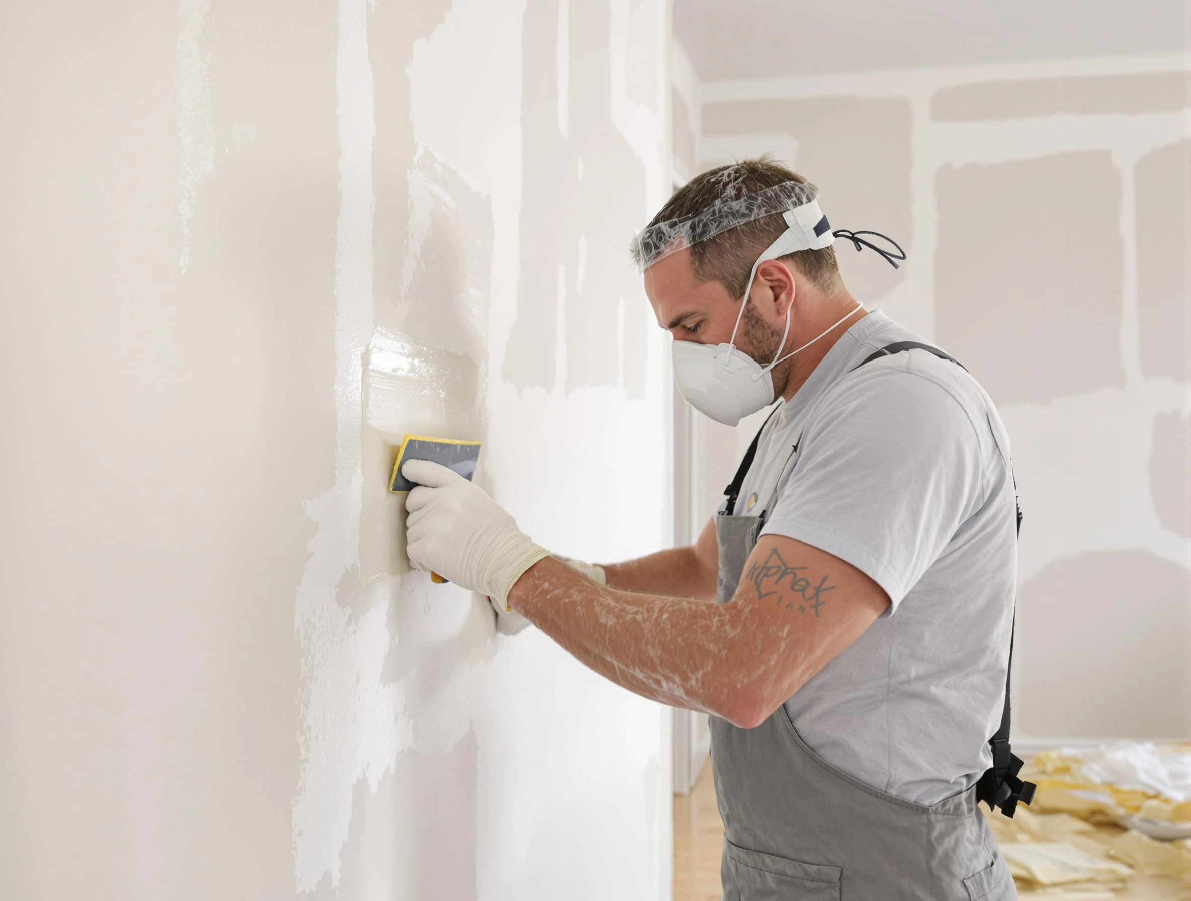 Gold Canyon House Painters technician applying mud to drywall seams in Gold Canyon, AZ